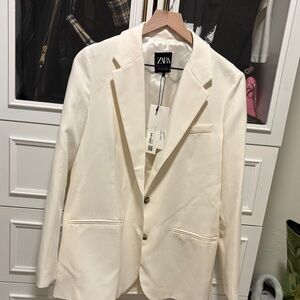 Zara Off-White Tailored Blazer